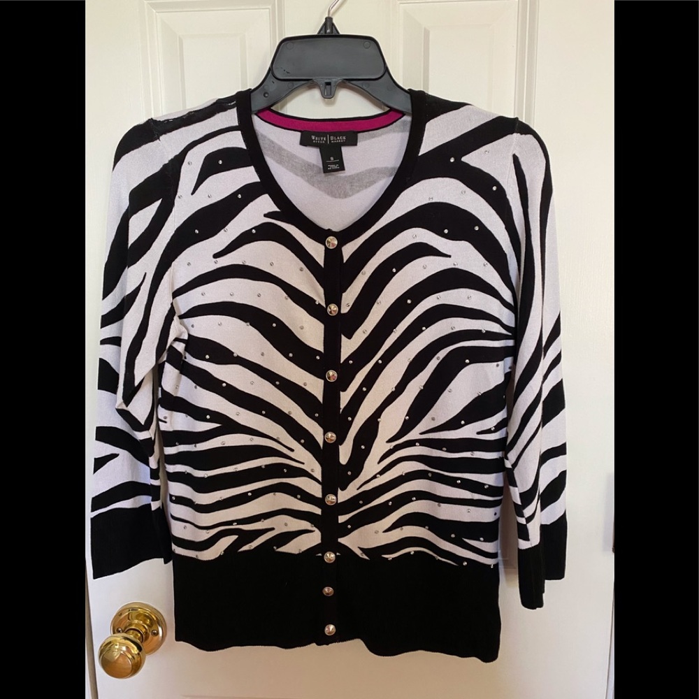 WHBM  B/W  Zebra print cardigan S NWOT